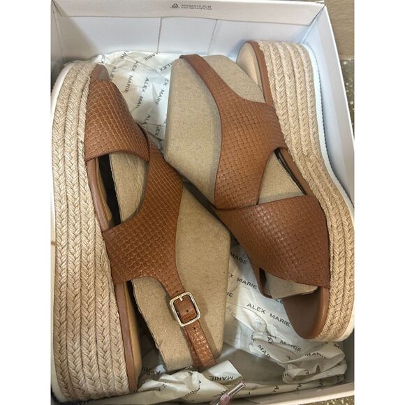Alex‎ Marie Women’s 9M Sweet Caramel Wedge Espadrille Platform Sandals - Picture 2 of 9
